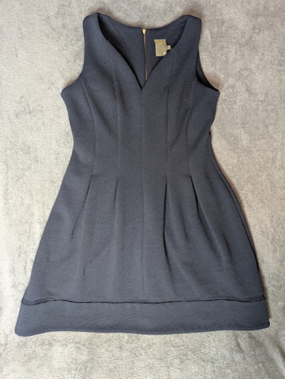 TAYLOR womens Navy blue dress fit & flare size 8 A Line Sleeveless RetroGlam